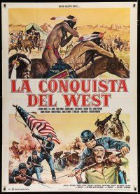 7y667 HOW THE WEST WAS WON Italian 1p R70s John Ford classic western epic, different art by Aller!