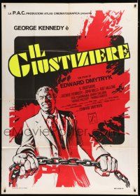 7y668 HUMAN FACTOR Italian 1p '75 different art of crazed George Kennedy holding chain!