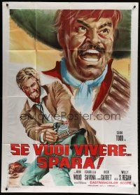7y672 IF YOU WANT TO LIVE SHOOT Italian 1p '68 Ivan Rassimov, wacky spaghetti western artwork!