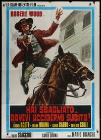7y694 KILL THE POKER PLAYER Italian 1p '72 Robert Wood, cool spaghetti western art by Piovano!