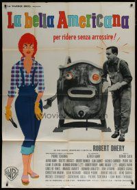 7y699 LA BELLE AMERICAINE Italian 1p '61 directed by Robert Dhery, wacky art by C. Tim!
