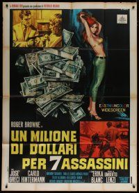 7y714 LAST MAN TO KILL Italian 1p '66 Umberto Lenzi, art of sexy girl & cash by Renato Casaro!