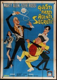 7y715 LAST OF THE SECRET AGENTS Italian 1p '67 wacky cartoon art of Marty Allen & Steve Rossi!