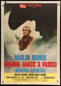 7y716 LAST TANGO IN PARIS Italian 1p '72 Marlon Brando & sexy silhouette, Bernardo Bertolucci!