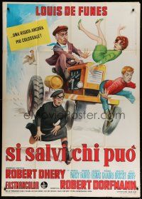 7y723 LITTLE BATHER Italian 1p '67 wacky art of Louis de Funes on tractor with top cast!