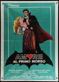 7y730 LOVE AT FIRST BITE Italian 1p '79 different vampire art of George Hamilton as Dracula!