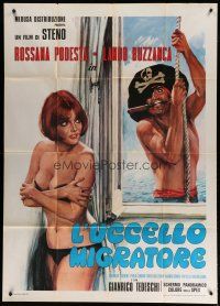 7y733 L'UCCELLO MIGRATORE Italian 1p '72 different art of sexy near-naked Rossana Podesta & pirate!