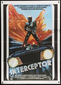7y734 MAD MAX Italian 1p '80 cool art of Mel Gibson, George Miller sci-fi classic, Interceptor!