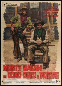 7y749 MONTE WALSH Italian 1p '70 different art of cowboy Lee Marvin & Jack Palance by Ciriello!