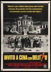 7y754 MURDER BY DEATH Italian 1p '76 great Charles Addams art of cast by dead body & spooky house!