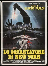 7y759 NEW YORK RIPPER Italian 1p '82 Lucio Fulci, cool horror art of killer & dead female victim!