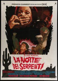 7y763 NIGHT OF THE SERPENT Italian 1p '69 wild art of woman being silenced & tortured man!
