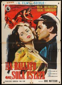7y776 ONE SUMMER OF HAPPINESS Italian 1p '54 different Simbari art of sexy Ulla Jacobsson!