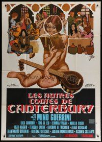 7y780 OTHER CANTERBURY TALES export Italian 1p '72 art of sexy naked girl w/sitar by Sandro Symeoni!