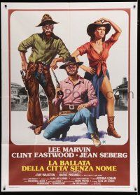 7y783 PAINT YOUR WAGON Italian 1p R70s Colizzi art of Clint Eastwood, Lee Marvin & Jean Seberg!