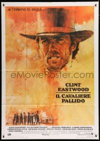 7y784 PALE RIDER Italian 1p '85 great artwork of cowboy Clint Eastwood by C. Michael Dudash!