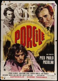 7y788 PIGPEN Italian 1p '69 Pier Paolo Pasolini's Porcile, cannibalism, different Cesselon art!