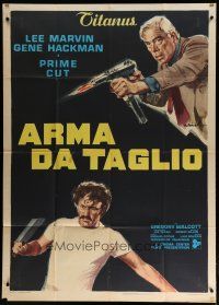 7y795 PRIME CUT Italian 1p '72 Lee Marvin w/machine gun, Gene Hackman w/cleaver, Ciriello art!