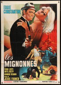 7y815 RESIDENCE FOR SPIES Italian 1p '69 great art of spy Eddie Constantine & sexy naked woman!