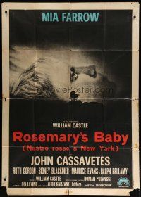 7y825 ROSEMARY'S BABY Italian 1p '68 Roman Polanski, Mia Farrow, creepy baby carriage horror image!