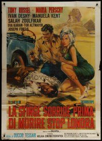 7y845 SECRET OF THE SPHINX Italian 1p '64 art of Tony Russell & sexy Maria Perschy by Stefano!