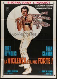 7y854 SHAMUS Italian 1p '73 private detective Burt Reynolds is a pro that never misses, cool art!