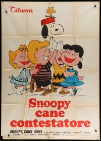 7y862 SNOOPY COME HOME Italian 1p '72 great different Peanuts art with Charlie Brown & Woodstock!