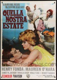 7y868 SPENCER'S MOUNTAIN Italian 1p '63 Henry Fonda, Maureen O'Hara, different Cesselon art!