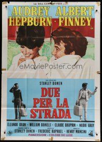 7y919 TWO FOR THE ROAD Italian 1p '67 art of Audrey Hepburn & Albert Finney in bed, Stanley Donen!