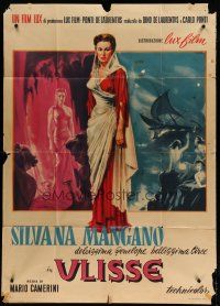 7y922 ULYSSES Italian 1p '55 great different art of Silvana Mangano by Giuliano Nistri!
