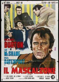 7y927 VILLAIN Italian 1p '71 Richard Burton has the face of a Villain, different crime artwork!