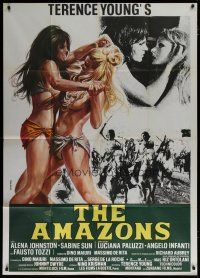 7y934 WAR GODDESS export Italian 1p '73 Casaro art of sexy half-dressed women warriors, The Amazons!