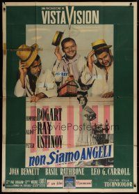 7y942 WE'RE NO ANGELS Italian 1p '55 Humphrey Bogart, Aldo Ray & Peter Ustinov tipping their hats!