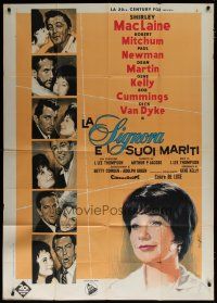 7y944 WHAT A WAY TO GO Italian 1p '64 Shirley MacLaine, Paul Newman, Mitchum, Martin, Nistri art!