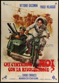 7y945 WHAT AM I DOING IN THE MIDDLE OF A REVOLUTION Italian 1p '73 Corbucci, Casaro motorcycle art!