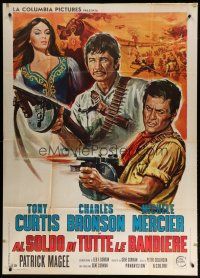 7y955 YOU CAN'T WIN 'EM ALL Italian 1p '70 different art of Tony Curtis, Charles Bronson & Mercier!