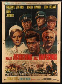 7y325 DIRTY HEROES Italian 2p '69 Dalle Ardenne all'inferno, WWII, cool montage of top stars!