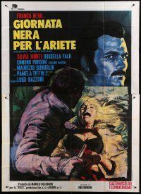 7y333 FIFTH CORD Italian 2p '71 Iaia art of Franco Nero & murder victim getting her throat slit