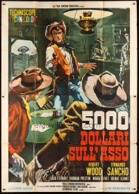 7y336 FIVE THOUSAND DOLLARS ON ONE ACE Italian 2p '66 cool art of gunfight at poker game by Casaro