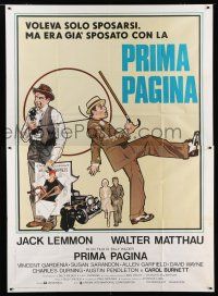 7y338 FRONT PAGE Italian 2p '75 great Meisel art of Jack Lemmon & Walter Matthau, Billy Wilder!