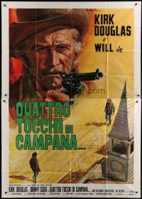 7y349 GUNFIGHT Italian 2p '71 different art of Kirk Douglas with gun by Averardo Ciriello!