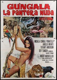 7y350 GUNGALA THE BLACK PANTHER GIRL Italian 2p '68 art of sexy jungle babe by Rodolfo Gasparri!