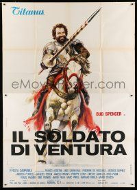 7y361 IL SOLDATO DI VENTURA Italian 2p '76 art of soldier of fortune Bud Spencer on horseback!