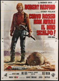 7y363 JEREMIAH JOHNSON Italian 2p '72 different Casaro of Robert Redford & man buried to his neck!