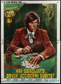 7y366 KILL THE POKER PLAYER Italian 2p '72 cool Piovano spaghetti western poker gambling artwork!