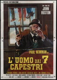 7y376 LIFE & TIMES OF JUDGE ROY BEAN Italian 2p '72 John Huston, different art of Paul Newman!
