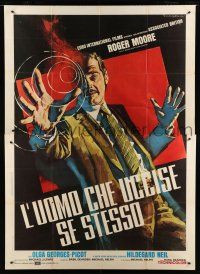 7y382 MAN WHO HAUNTED HIMSELF Italian 2p '73 cool different Gasparri art of Roger Moore!