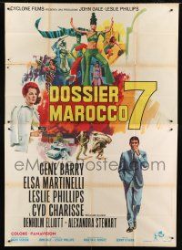 7y384 MAROC 7 Italian 2p '67 artwork of spy Gene Barry, sexy Elsa Martinelli & Cyd Charisse!