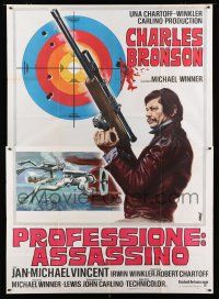 7y387 MECHANIC Italian 2p '72 Avelli art of Charles Bronson with snipe rifle, Michael Winner