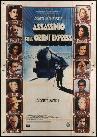 7y392 MURDER ON THE ORIENT EXPRESS Italian 2p '74 great different art of train & top cast!
